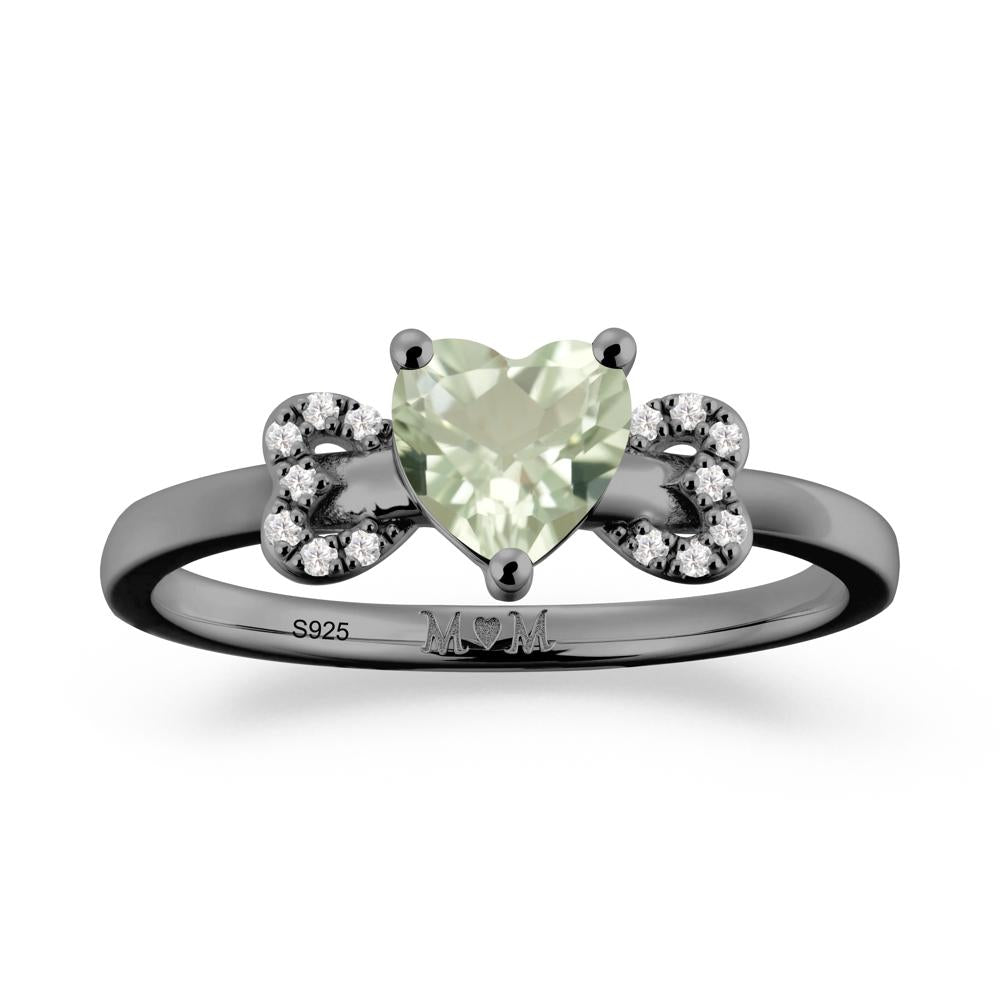 Heart Shapped Green Amethyst Statement Ring - LUO Jewelry #metal_black finish sterling silver