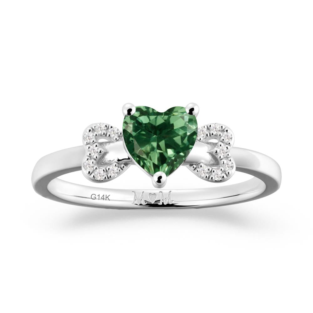 Heart Shapped Green Sapphire Statement Ring - LUO Jewelry #metal_14k white gold