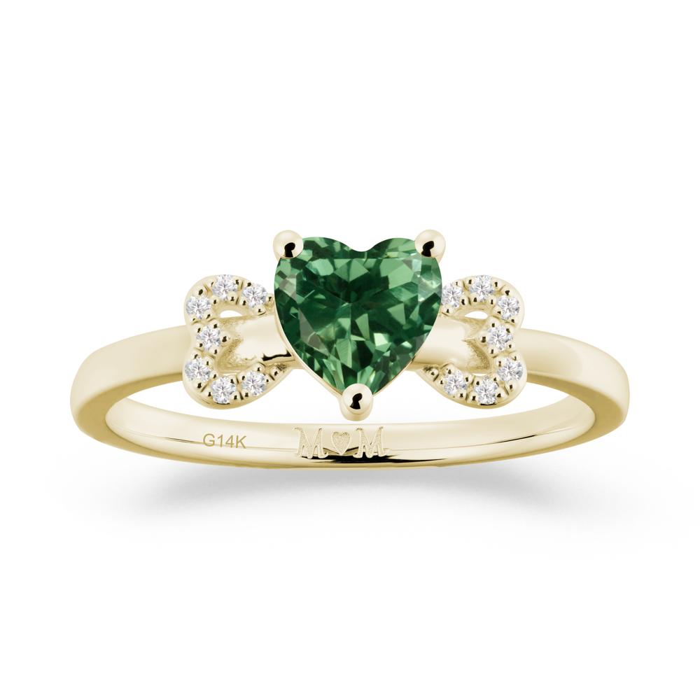 Heart Shapped Green Sapphire Statement Ring - LUO Jewelry #metal_14k yellow gold