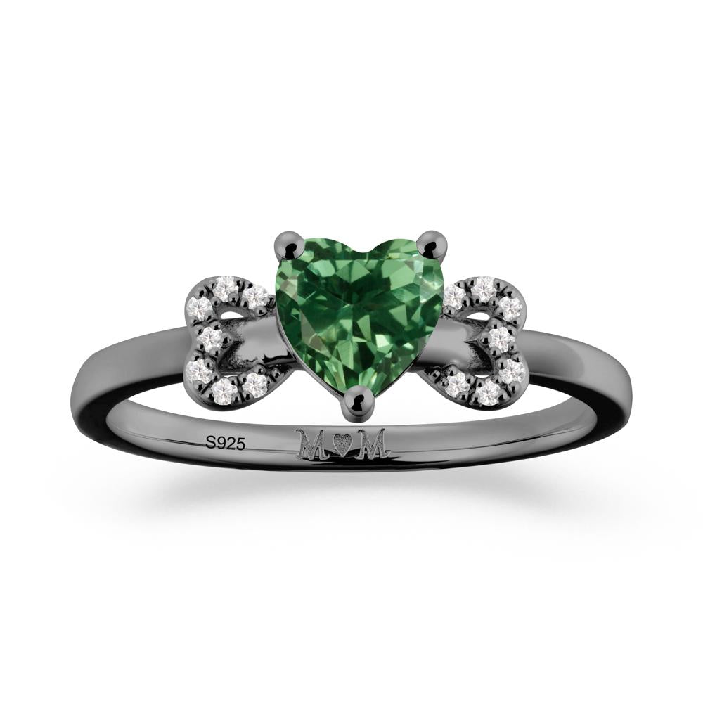 Heart Shapped Green Sapphire Statement Ring - LUO Jewelry #metal_black finish sterling silver