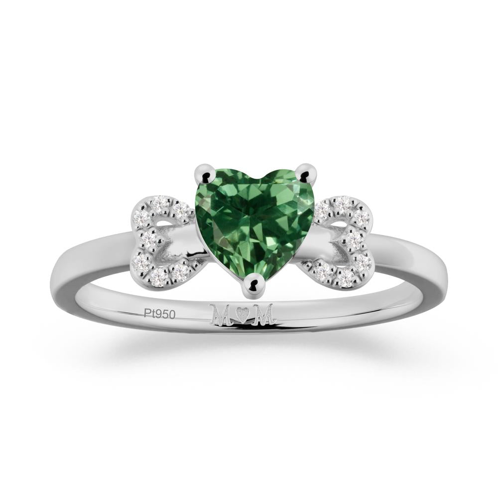Heart Shapped Green Sapphire Statement Ring - LUO Jewelry #metal_platinum