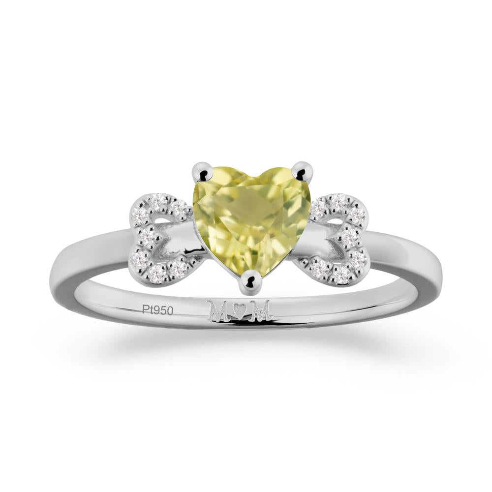 Heart Shapped Lemon Quartz Statement Ring - LUO Jewelry #metal_platinum