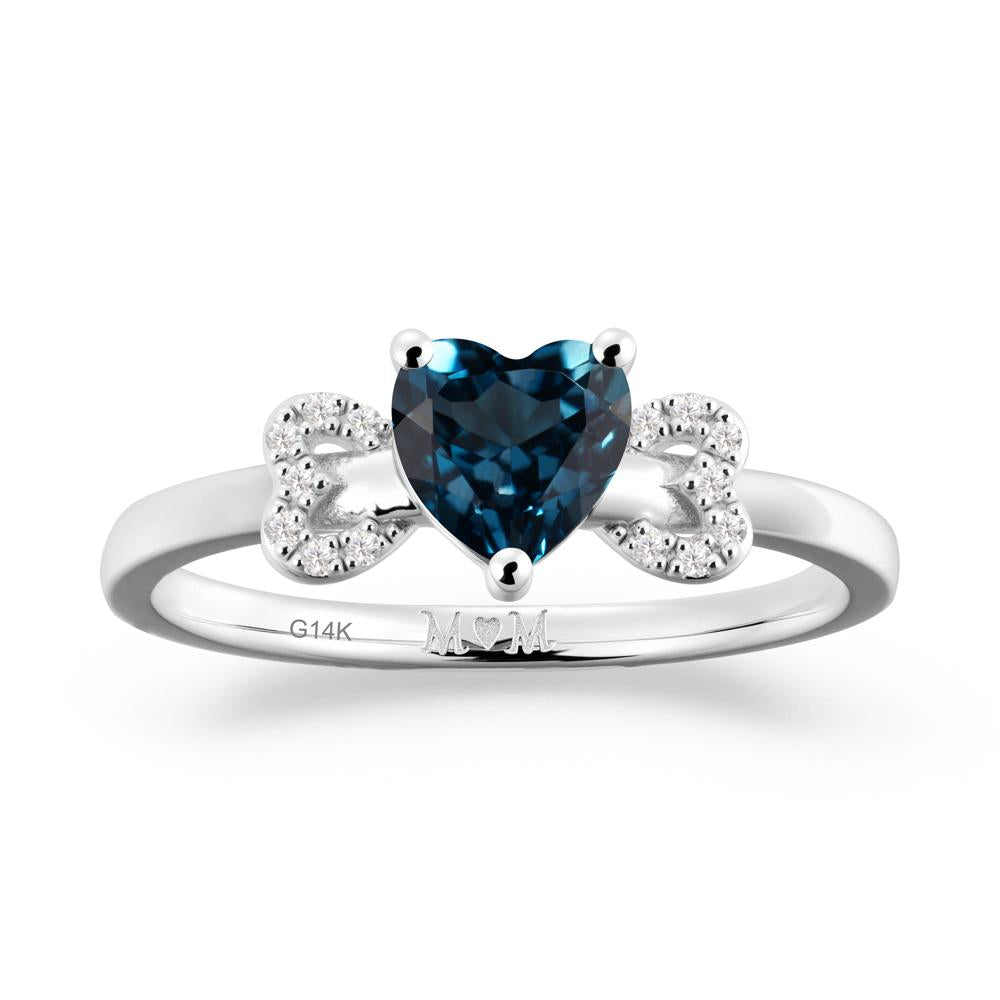 Heart Shapped London Blue Topaz Statement Ring - LUO Jewelry #metal_14k white gold