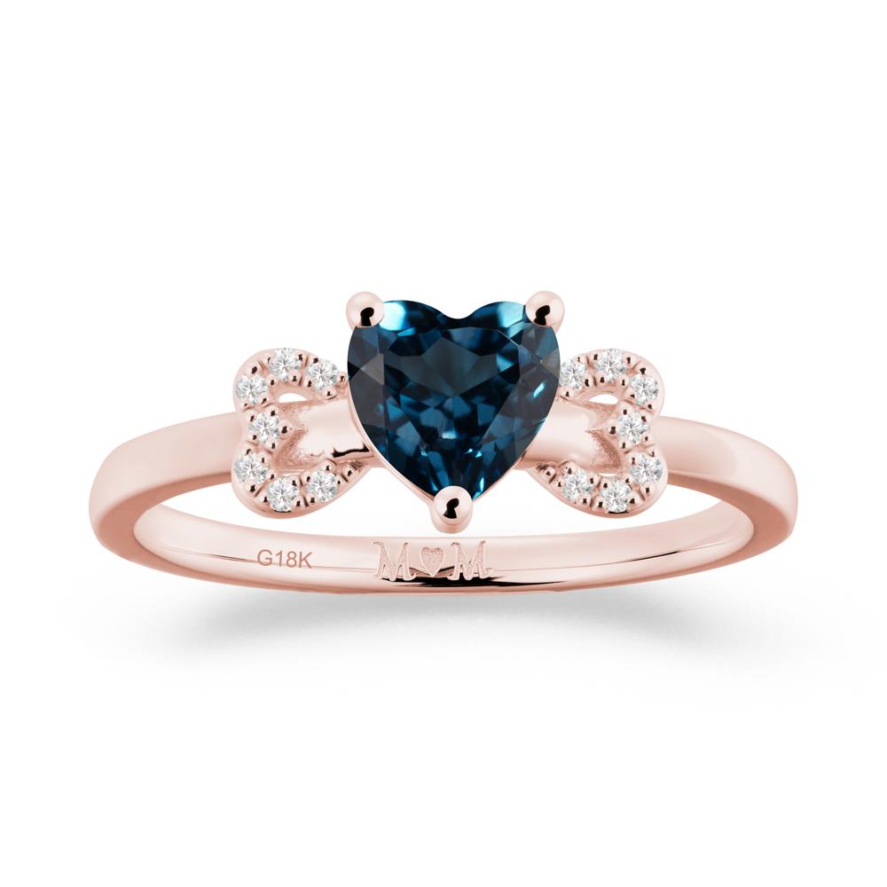 Heart Shapped London Blue Topaz Statement Ring - LUO Jewelry #metal_18k rose gold