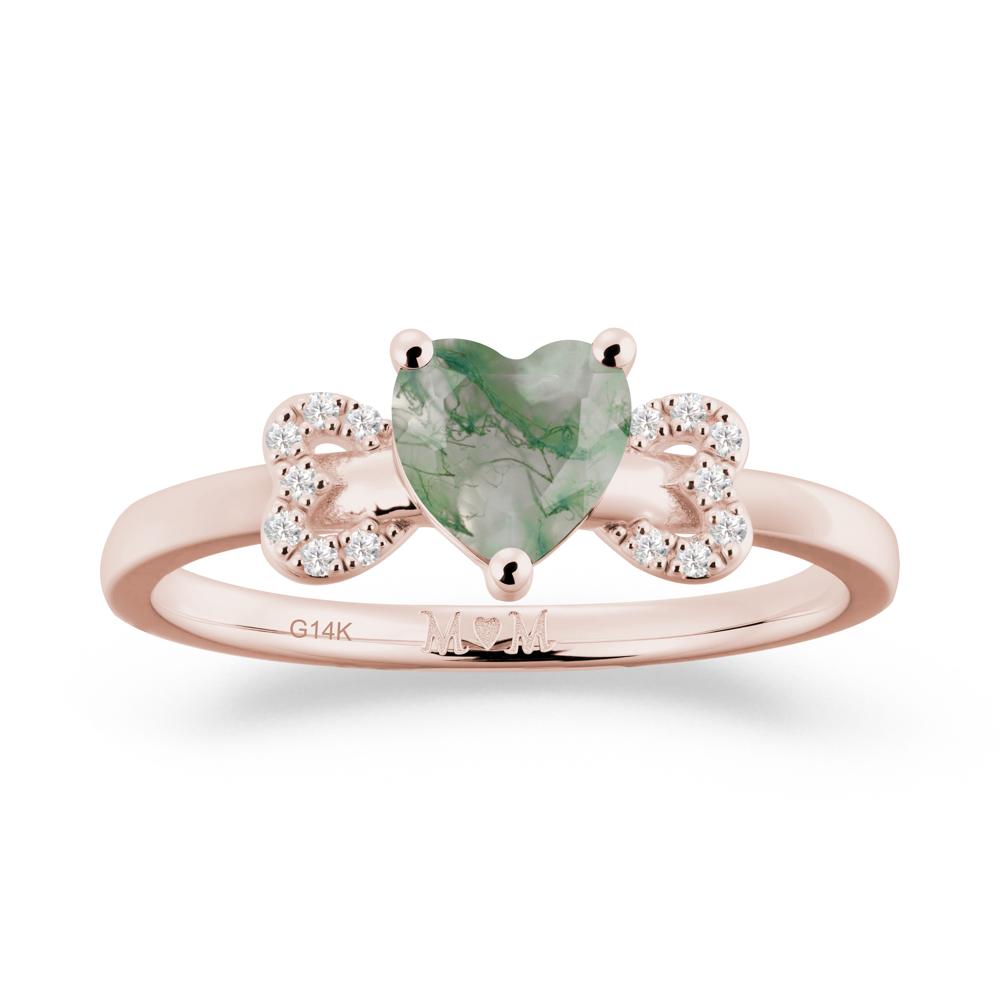 Heart Shapped Moss Agate Statement Ring - LUO Jewelry #metal_14k rose gold