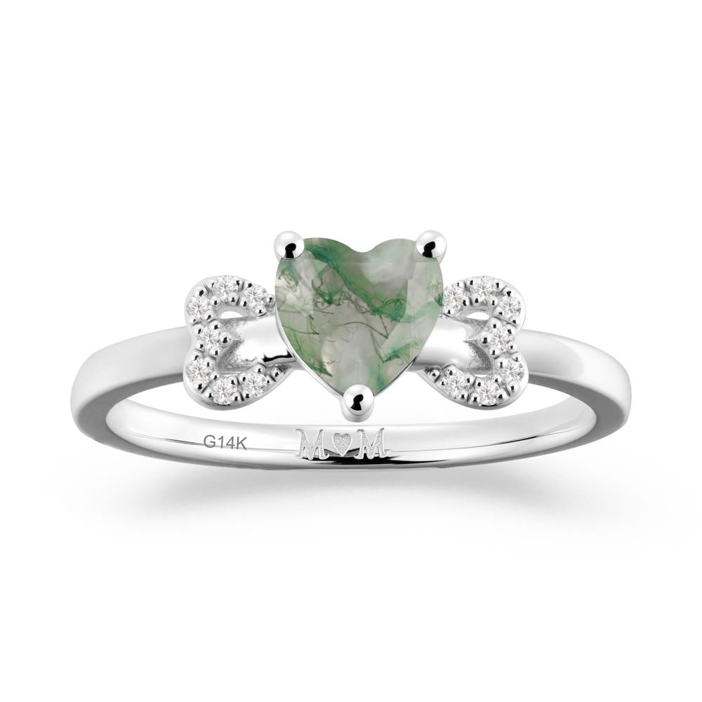 Heart Shapped Moss Agate Statement Ring - LUO Jewelry #metal_14k white gold