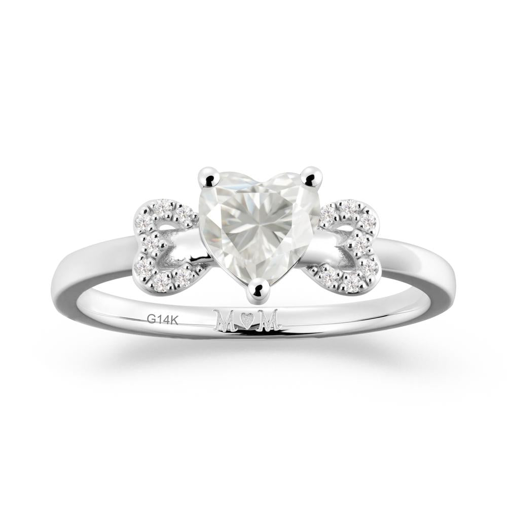 Heart Shapped Moissanite Statement Ring - LUO Jewelry #metal_14k white gold