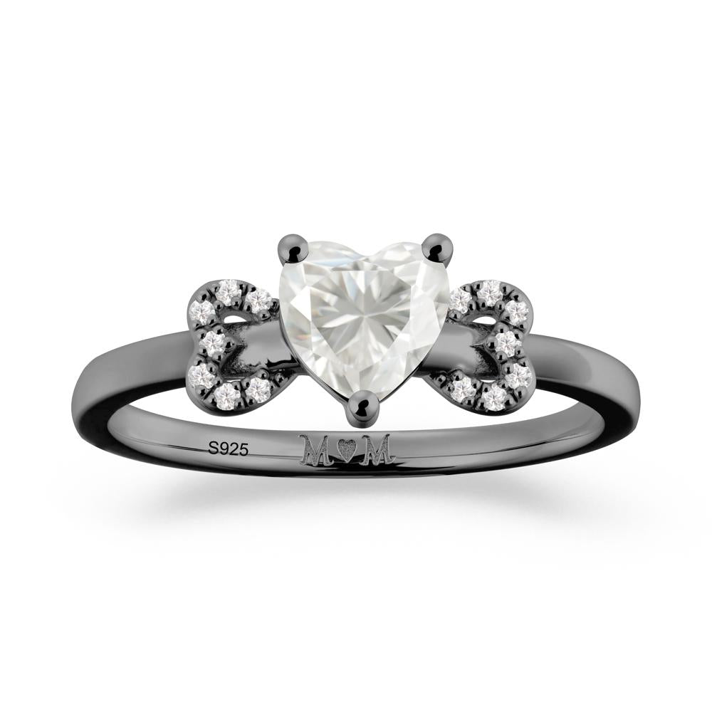 Heart Shapped Moissanite Statement Ring - LUO Jewelry #metal_black finish sterling silver