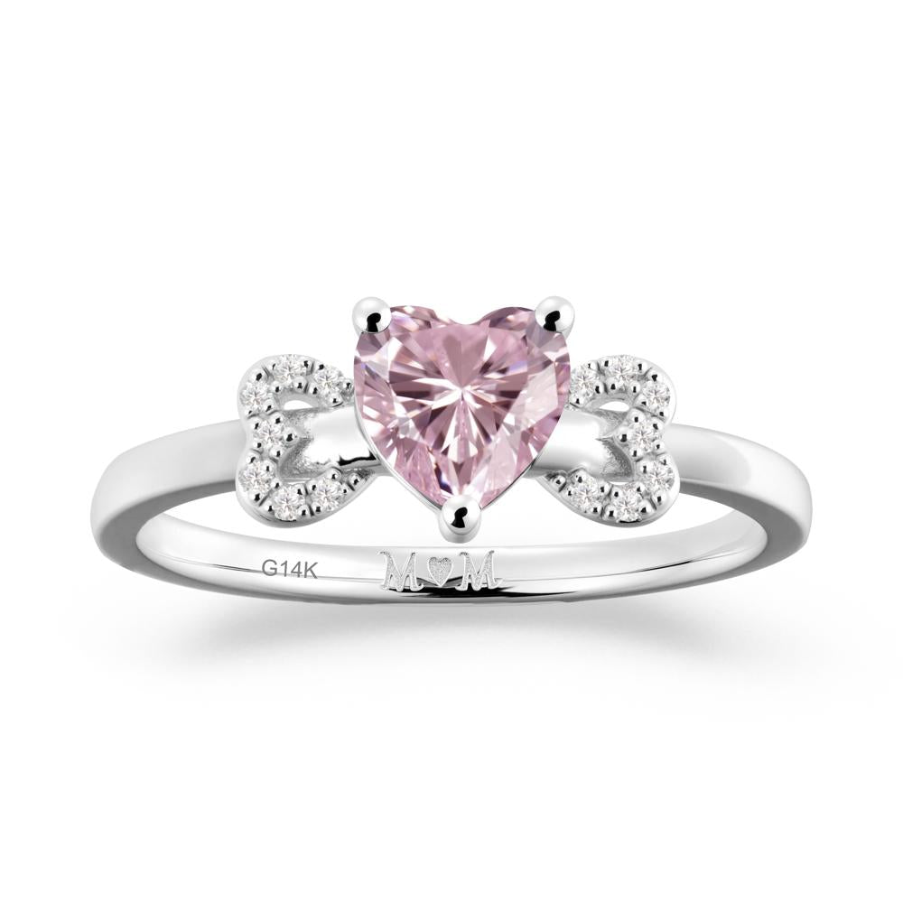 Heart Shapped Pink Cubic Zirconia Statement Ring - LUO Jewelry #metal_14k white gold