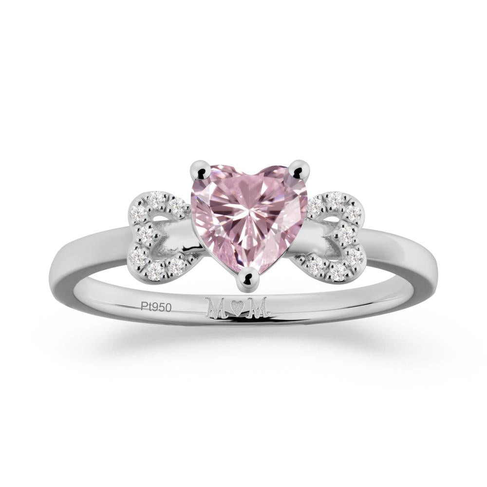 Heart Shapped Pink Cubic Zirconia Statement Ring - LUO Jewelry #metal_platinum