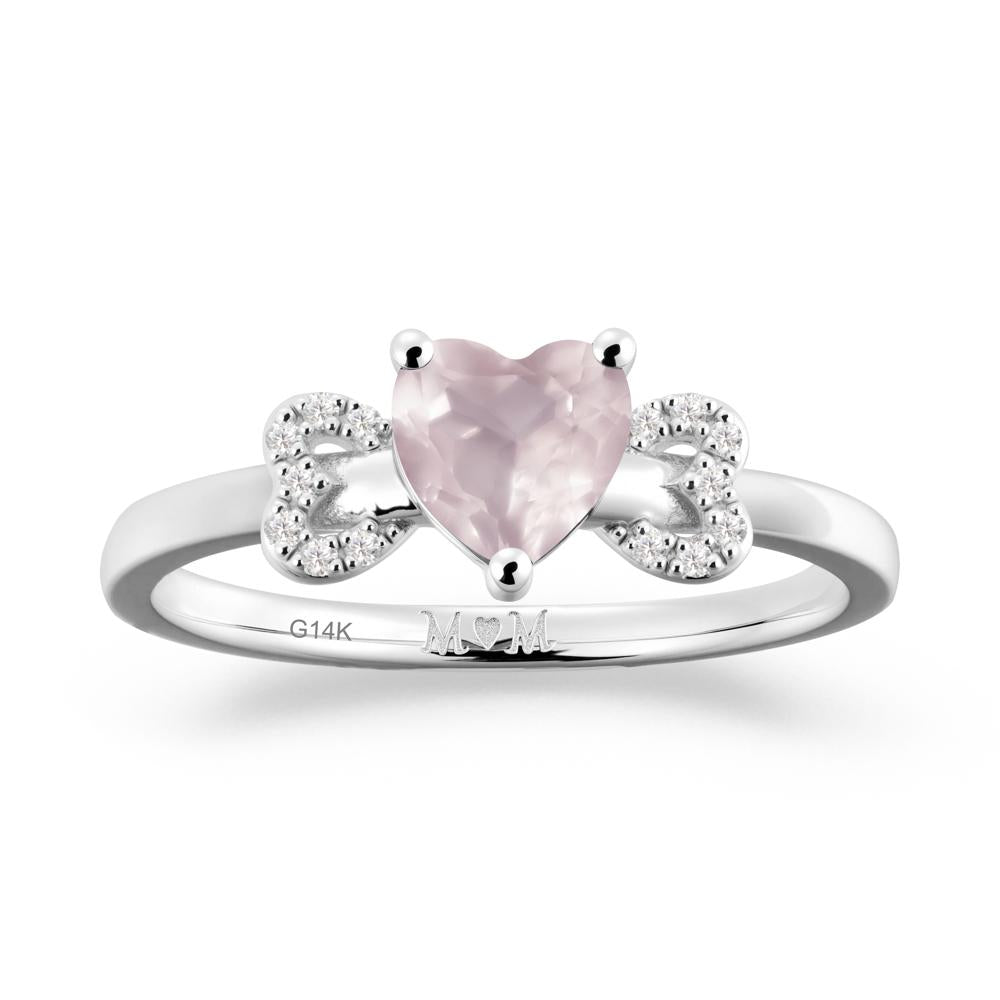 Heart Shapped Rose Quartz Statement Ring - LUO Jewelry #metal_14k white gold