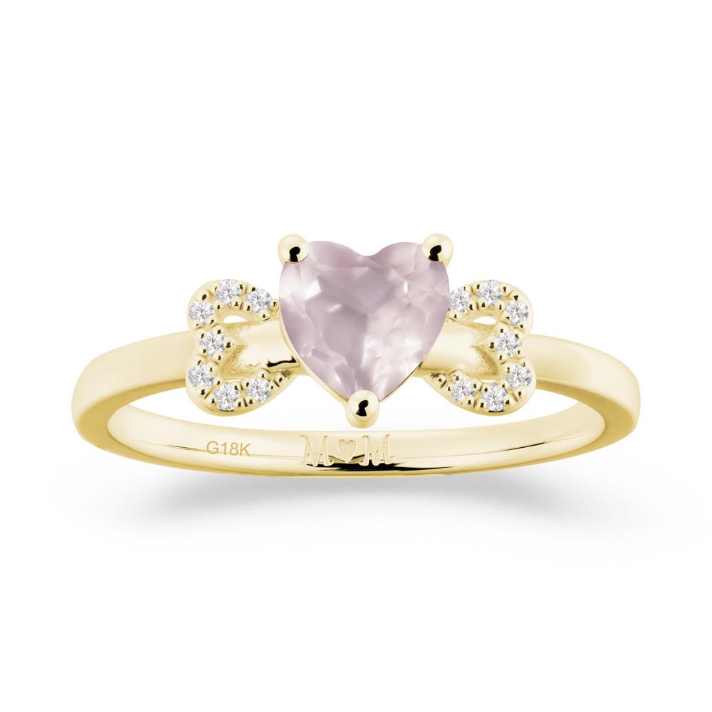 Heart Shapped Rose Quartz Statement Ring - LUO Jewelry #metal_18k yellow gold