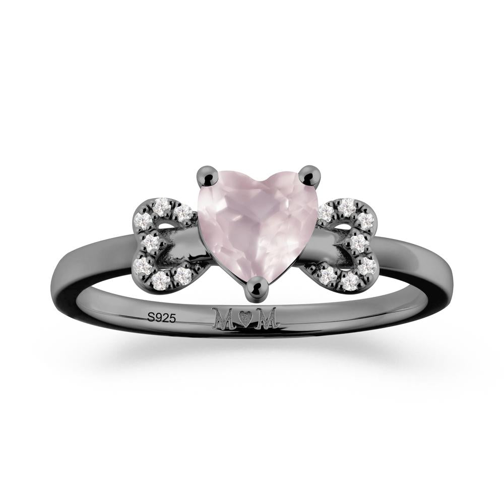 Heart Shapped Rose Quartz Statement Ring - LUO Jewelry #metal_black finish sterling silver