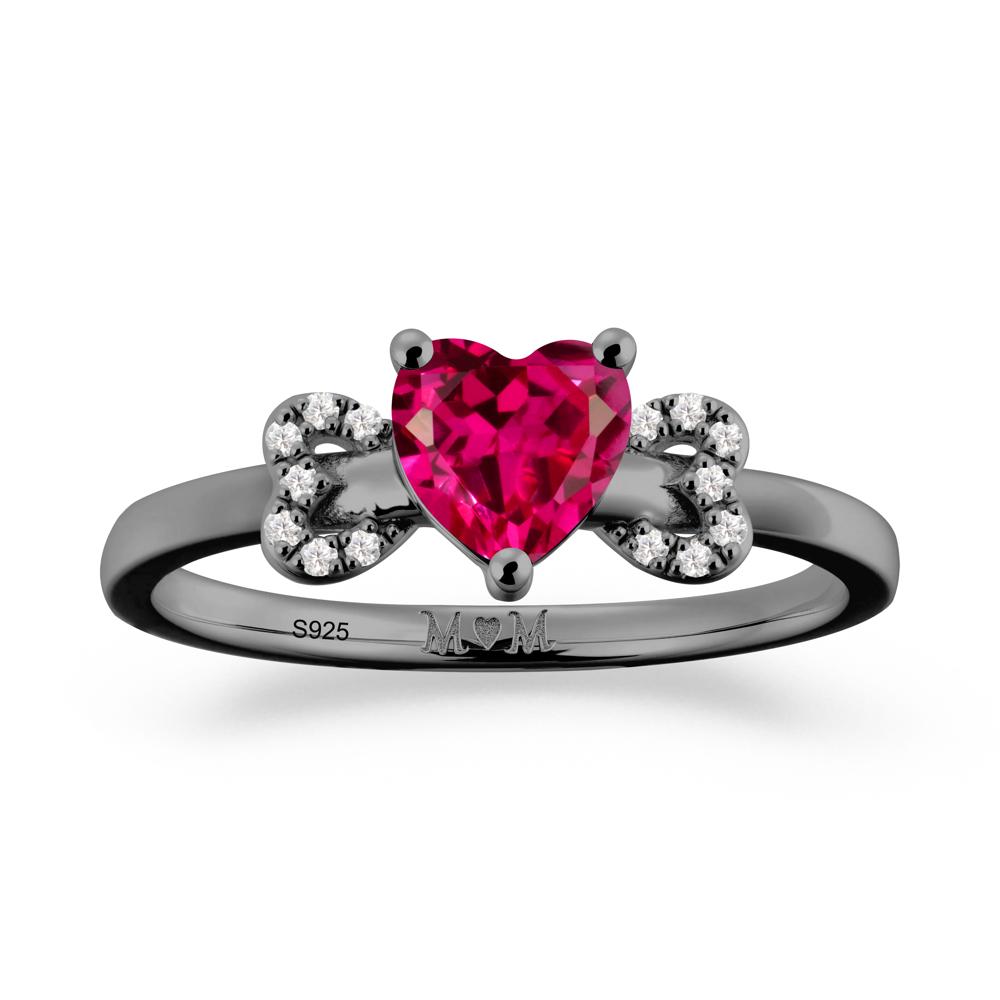 Heart Shapped Ruby Statement Ring - LUO Jewelry #metal_black finish sterling silver