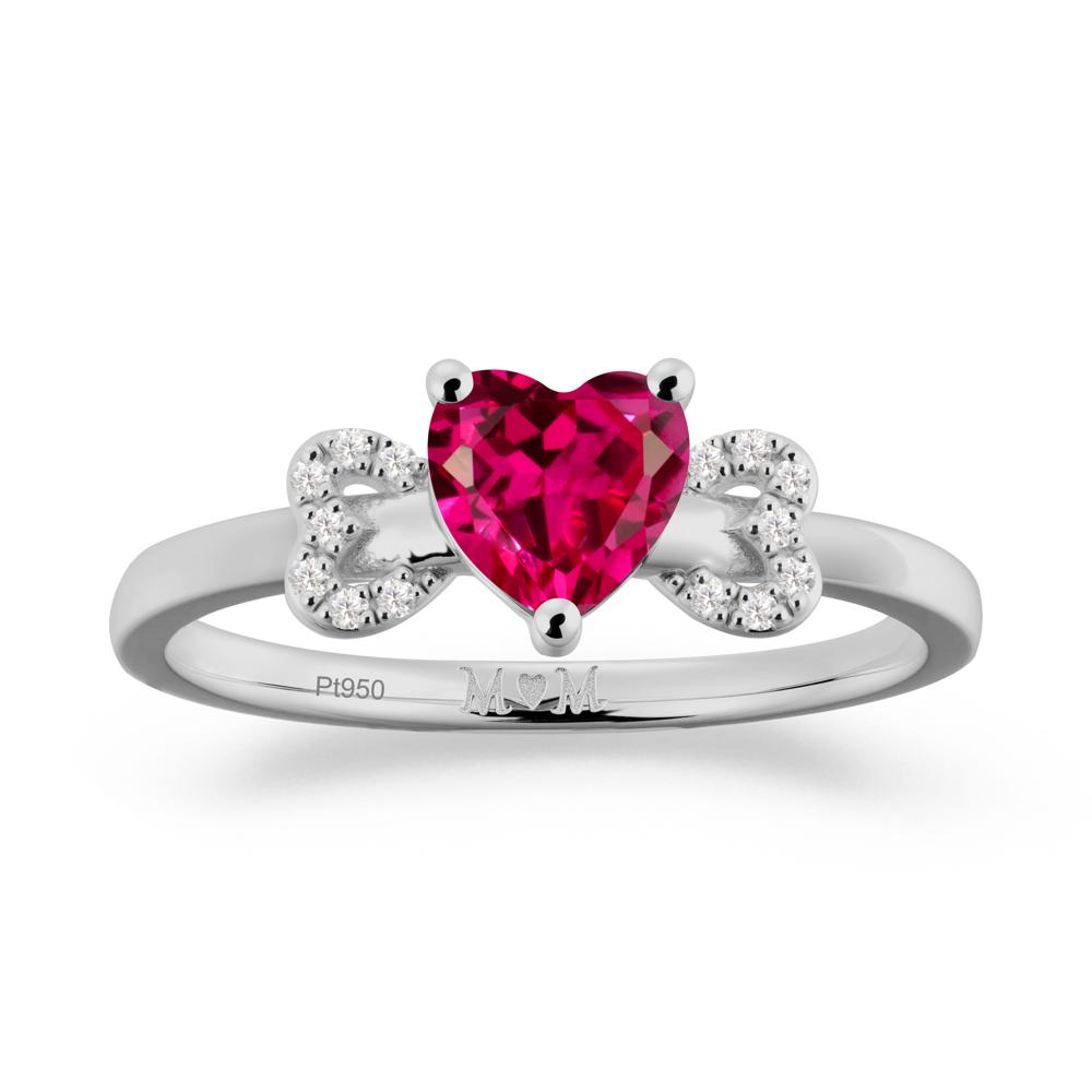 Heart Shapped Ruby Statement Ring - LUO Jewelry #metal_platinum