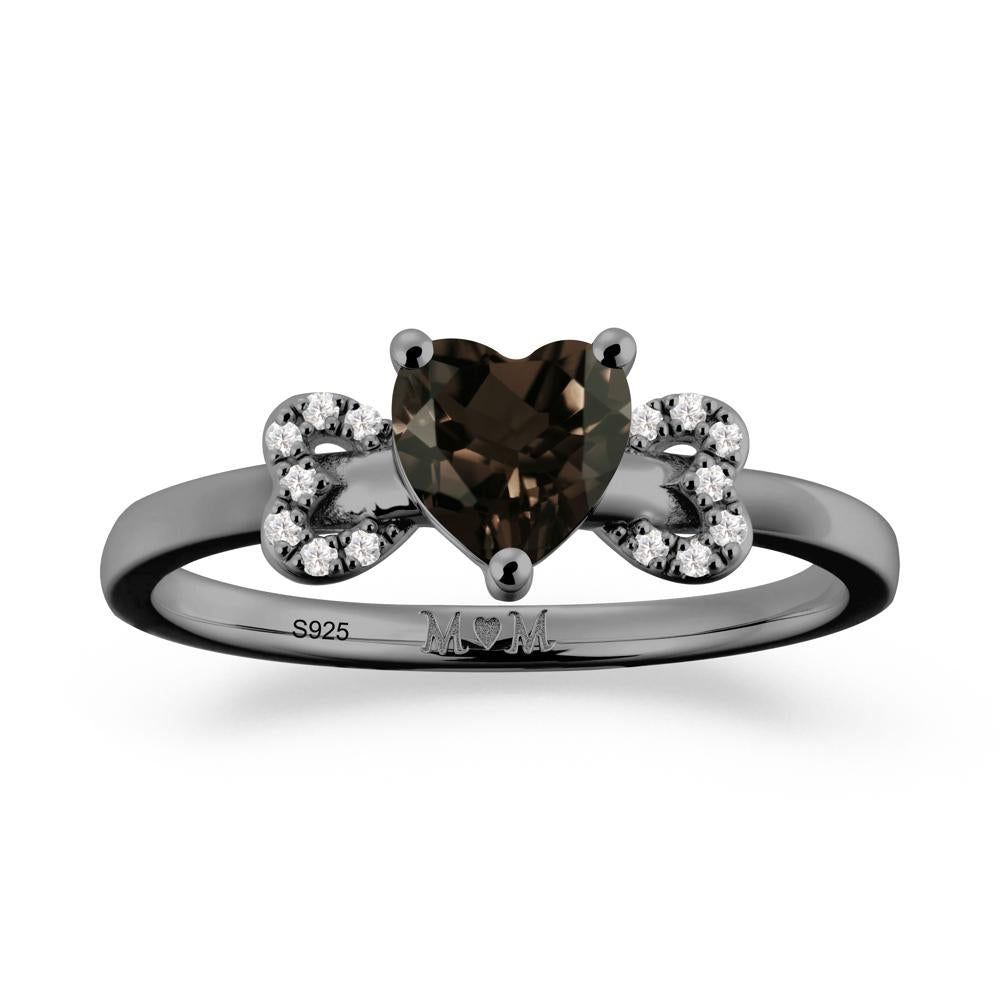 Heart Shapped Smoky Quartz Statement Ring - LUO Jewelry #metal_black finish sterling silver