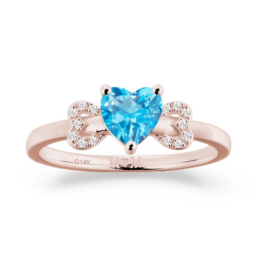 Heart Shapped Swiss Blue Topaz Statement Ring - LUO Jewelry #metal_14k rose gold