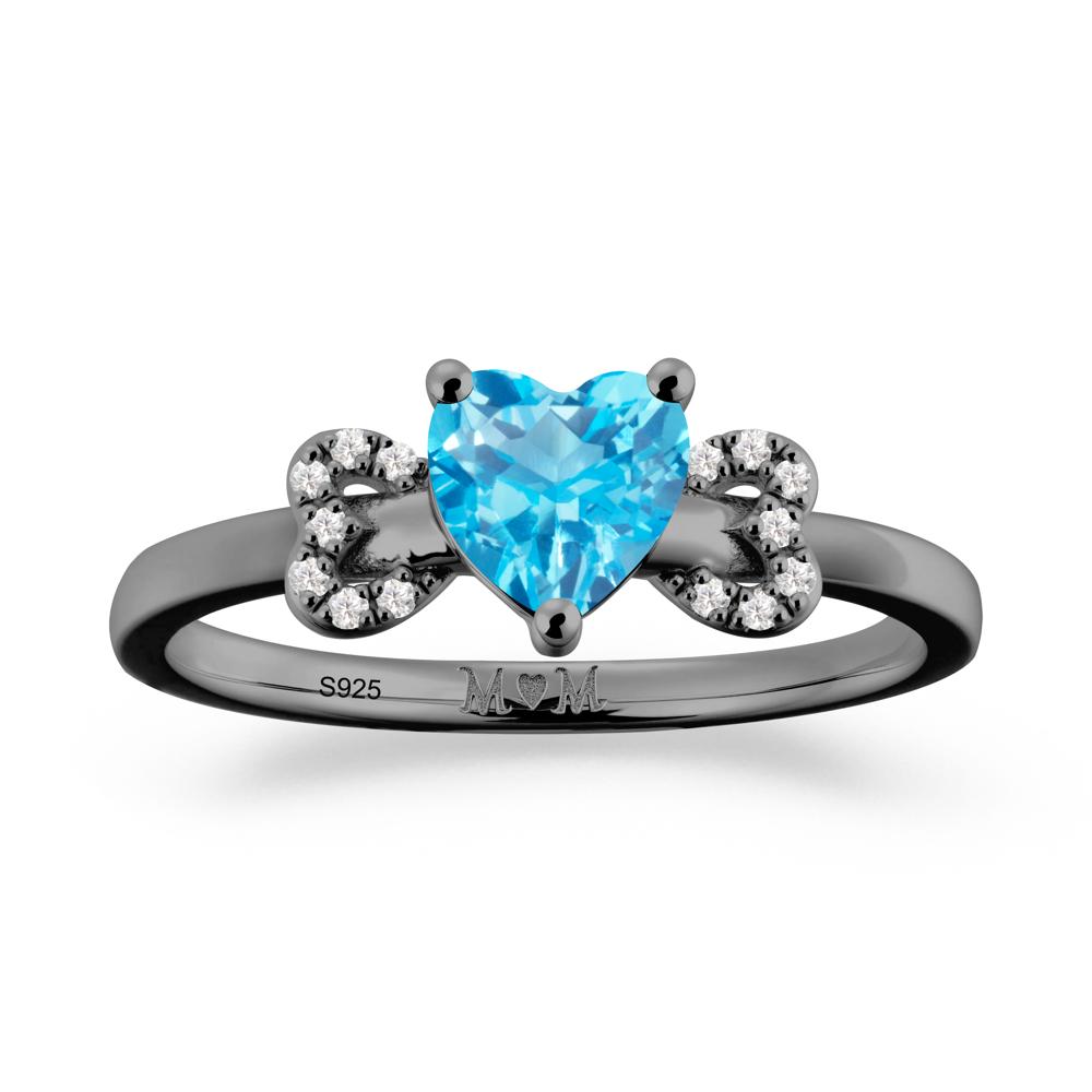 Heart Shapped Swiss Blue Topaz Statement Ring - LUO Jewelry #metal_black finish sterling silver