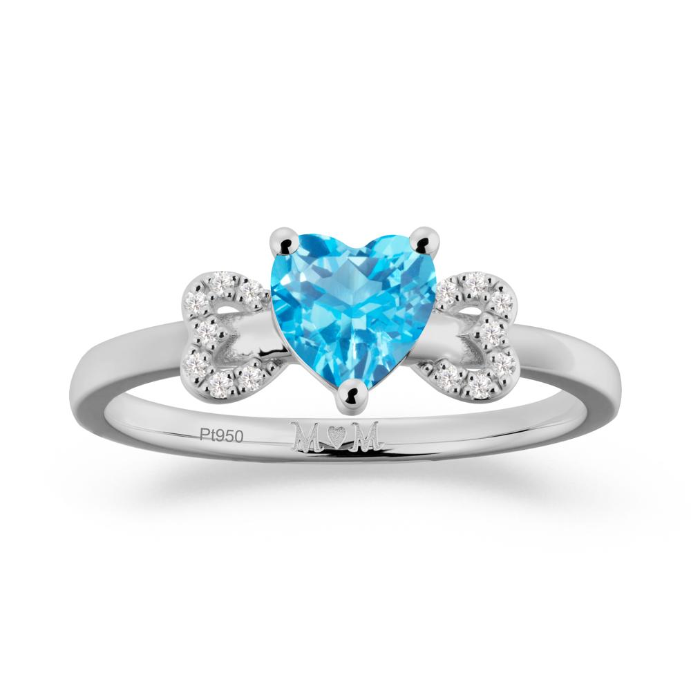 Heart Shapped Swiss Blue Topaz Statement Ring - LUO Jewelry #metal_platinum