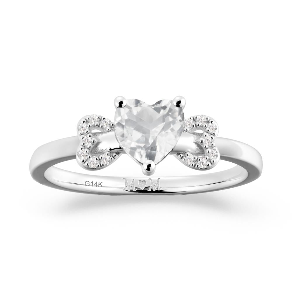 Heart Shapped White Topaz Statement Ring - LUO Jewelry #metal_14k white gold