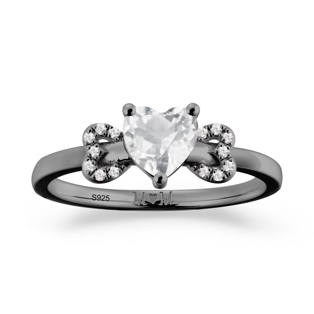 Heart Shapped White Topaz Statement Ring - LUO Jewelry #metal_black finish sterling silver