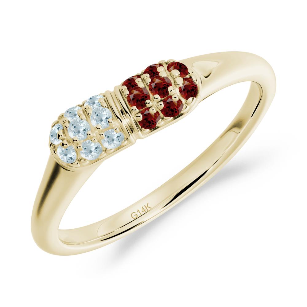 Garnet and Aquamarine Cluster Ring for Nurses Day - LUO Jewelry #metal_14k yellow gold