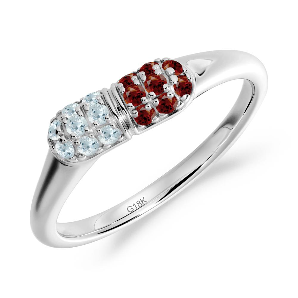 Garnet and Aquamarine Cluster Ring for Nurses Day - LUO Jewelry #metal_18k white gold