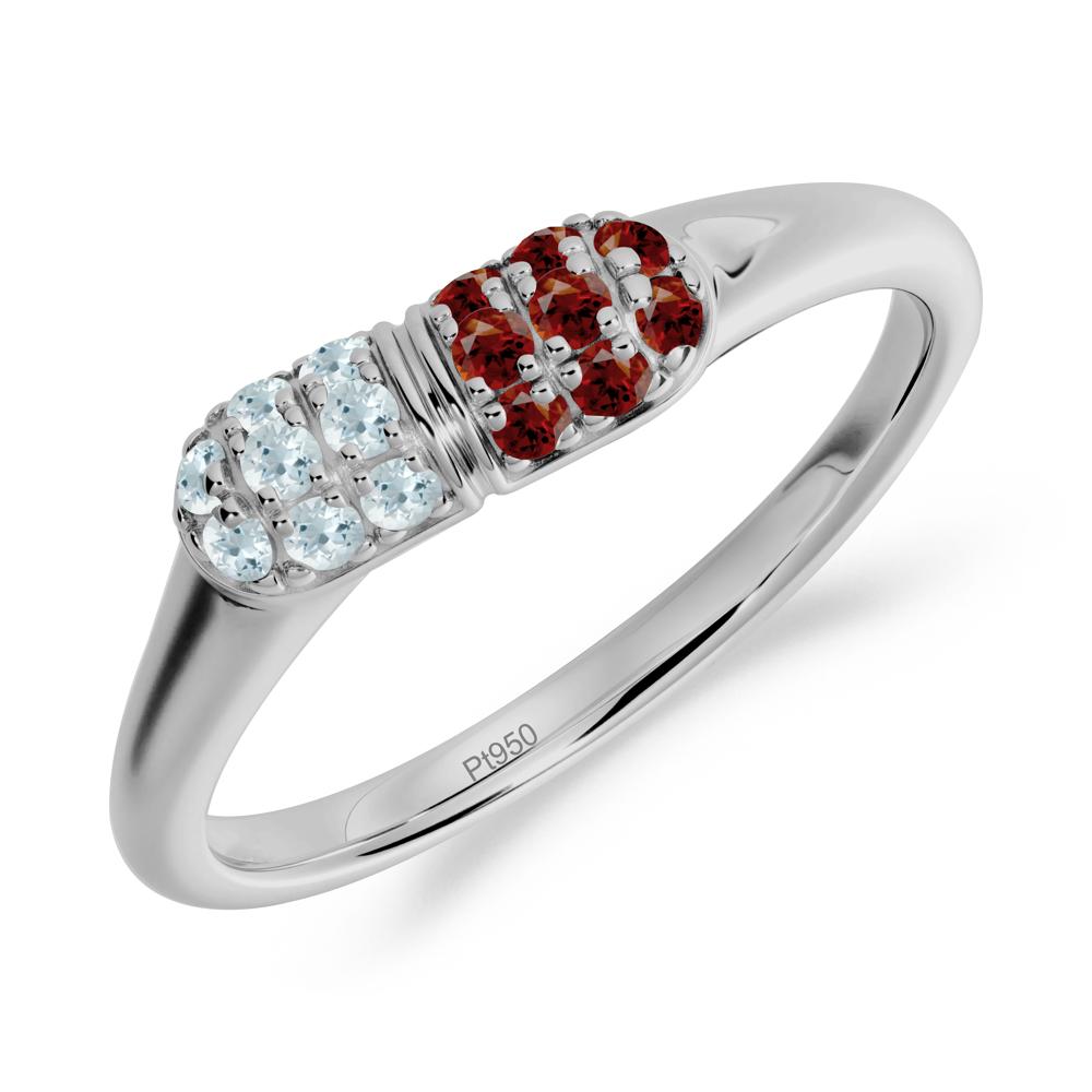 Garnet and Aquamarine Cluster Ring for Nurses Day - LUO Jewelry #metal_platinum