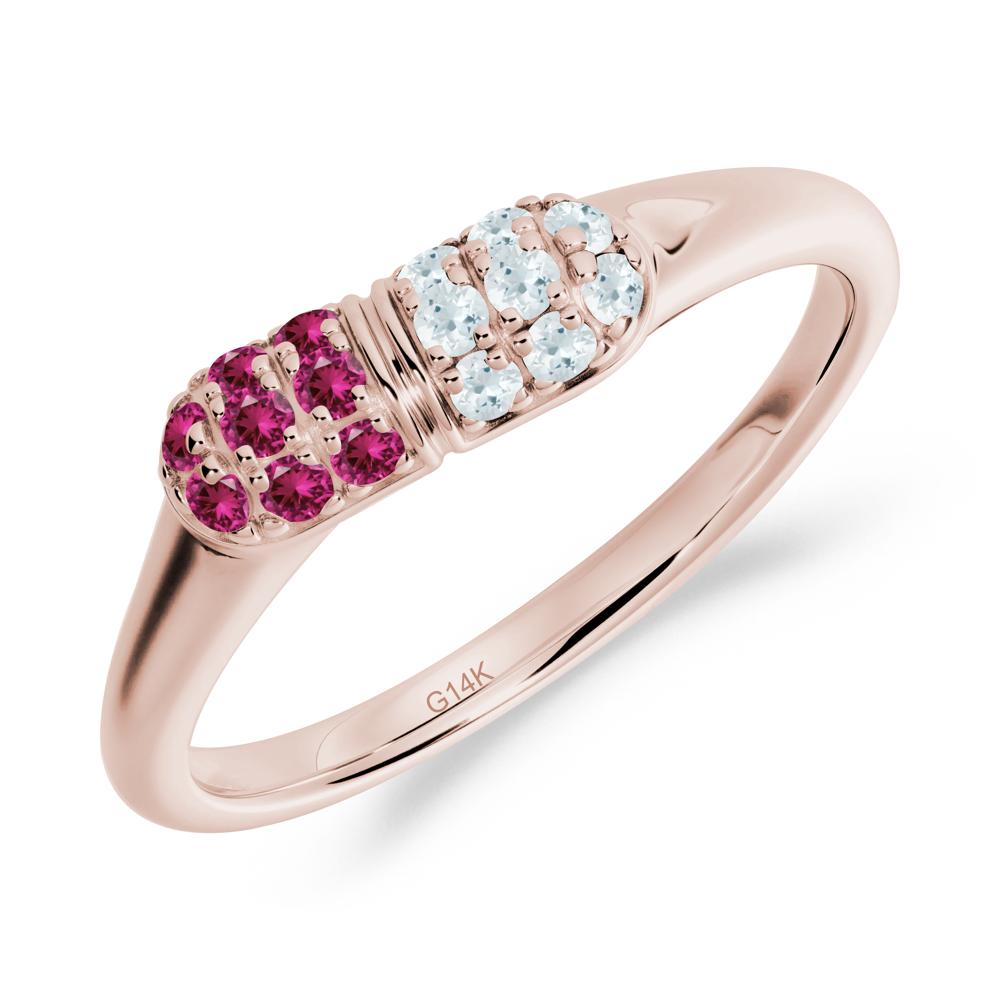 Aquamarine and Ruby Cluster Ring for Nurses Day - LUO Jewelry #metal_14k rose gold