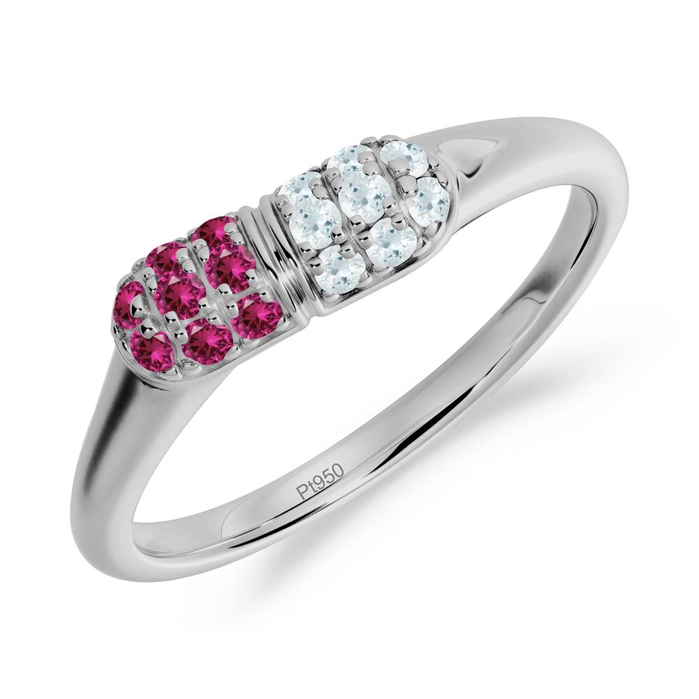 Aquamarine and Ruby Cluster Ring for Nurses Day - LUO Jewelry #metal_platinum