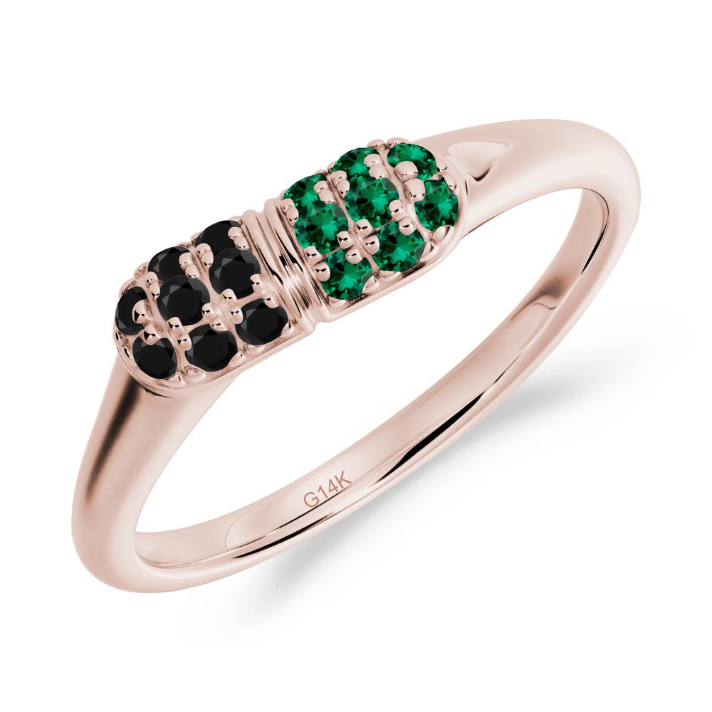 Capsule Inspired Cluster Black Spinel and Emerald Ring - LUO Jewelry #metal_14k rose gold