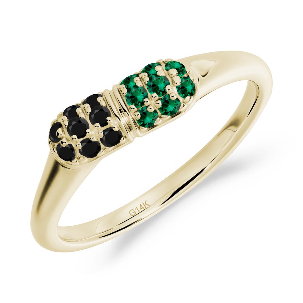 Capsule Inspired Cluster Black Spinel and Emerald Ring - LUO Jewelry #metal_14k yellow gold