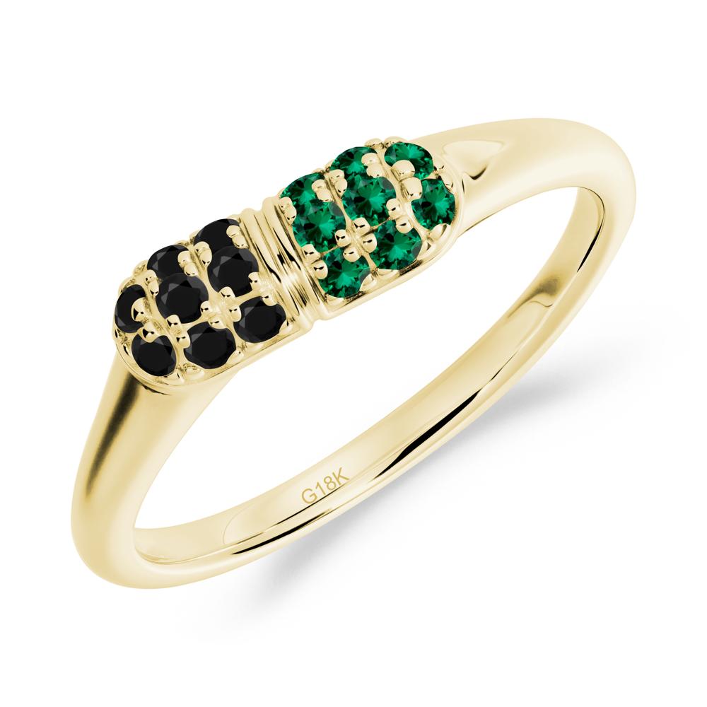 Capsule Inspired Cluster Black Spinel and Emerald Ring - LUO Jewelry #metal_18k yellow gold
