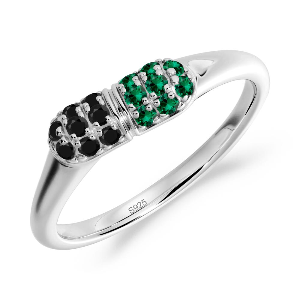 Capsule Inspired Cluster Black Spinel and Emerald Ring - LUO Jewelry #metal_sterling silver
