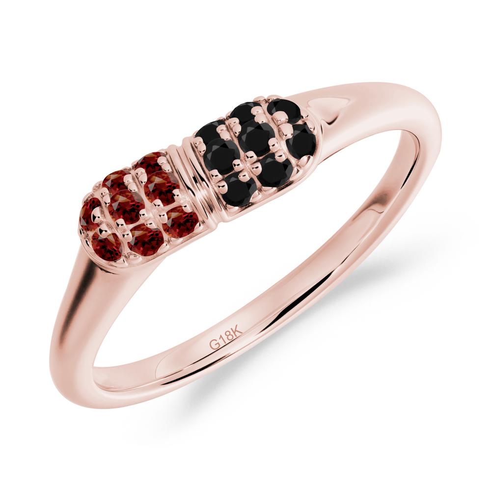 Capsule Inspired Cluster Garnet and Black Spinel Ring - LUO Jewelry #metal_18k rose gold