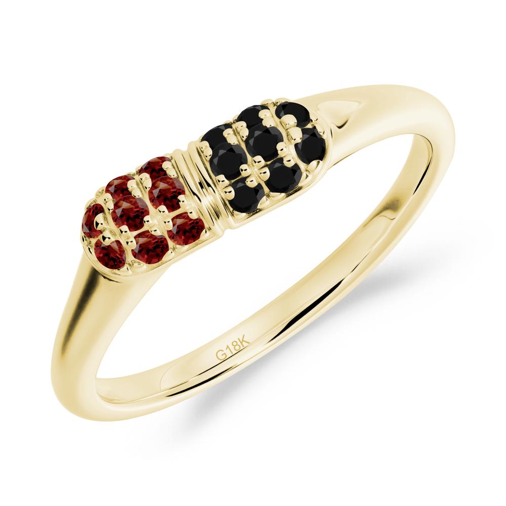 Capsule Inspired Cluster Garnet and Black Spinel Ring - LUO Jewelry #metal_18k yellow gold