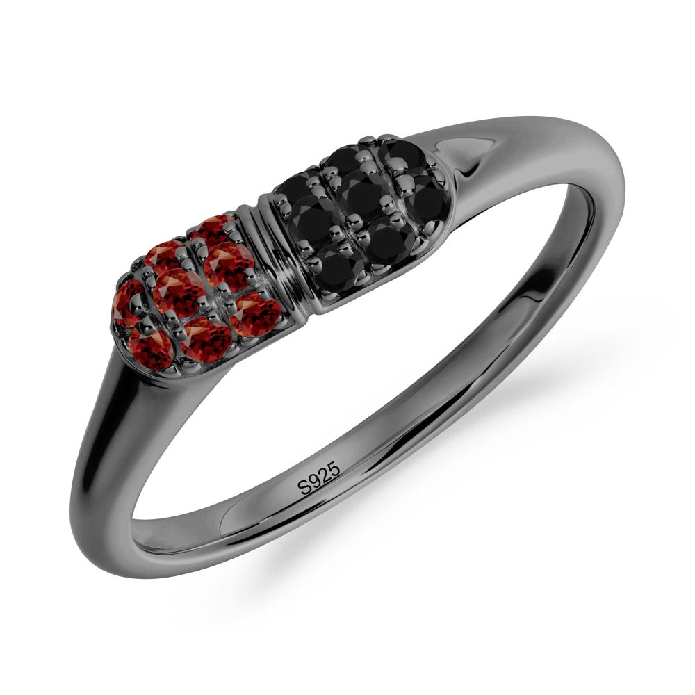Capsule Inspired Cluster Garnet and Black Spinel Ring - LUO Jewelry #metal_black finish sterling silver