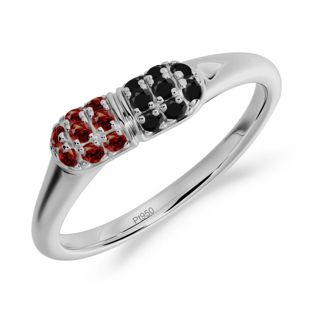 Capsule Inspired Cluster Garnet and Black Spinel Ring - LUO Jewelry #metal_platinum