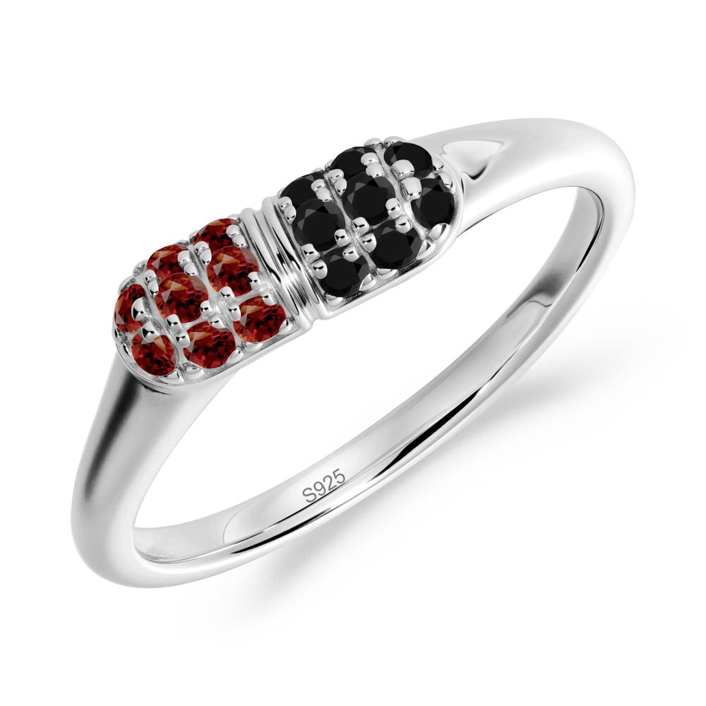 Capsule Inspired Cluster Garnet and Black Spinel Ring - LUO Jewelry #metal_sterling silver