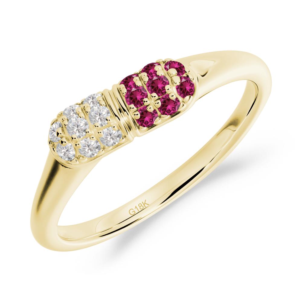 Ruby and Cubic Zirconia Cluster Ring for Nurses Day - LUO Jewelry #metal_18k yellow gold