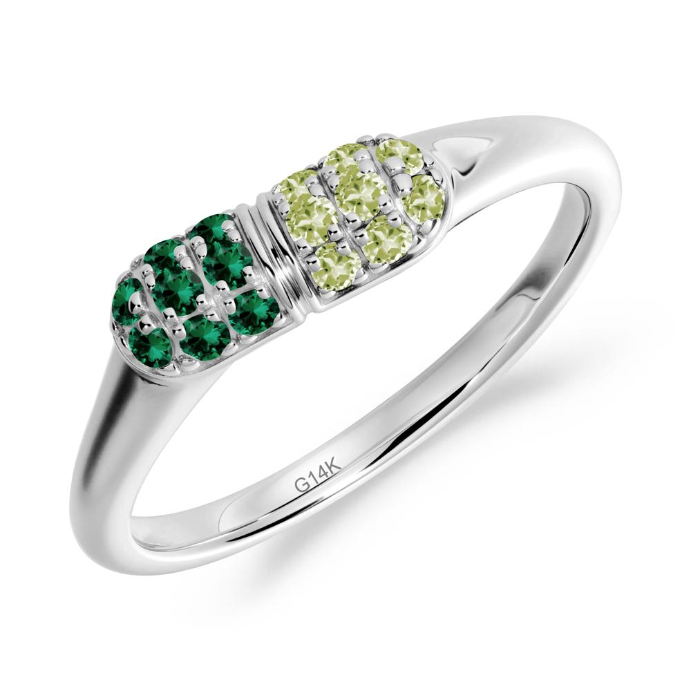 Capsule Inspired Cluster Peridot and Emerald Ring - LUO Jewelry #metal_14k white gold