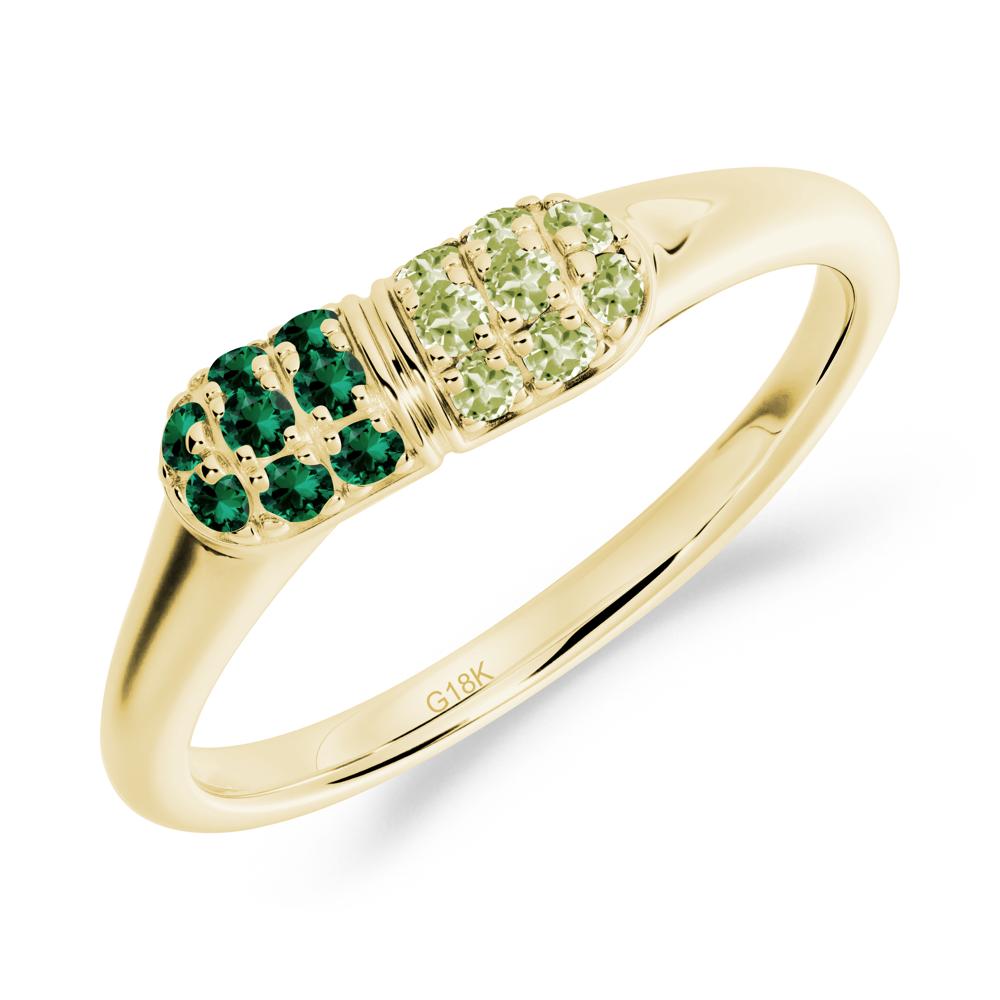 Capsule Inspired Cluster Peridot and Emerald Ring - LUO Jewelry #metal_18k yellow gold