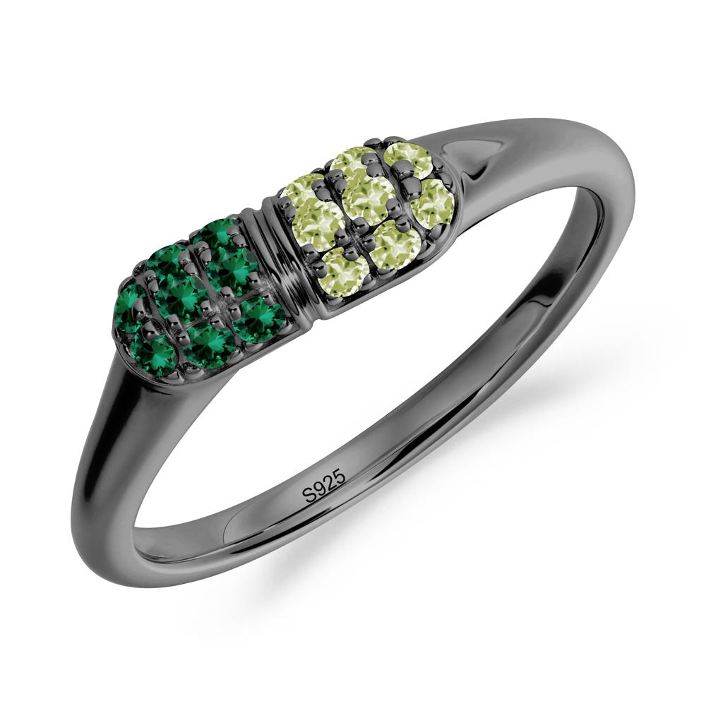 Capsule Inspired Cluster Peridot and Emerald Ring - LUO Jewelry #metal_black finish sterling silver