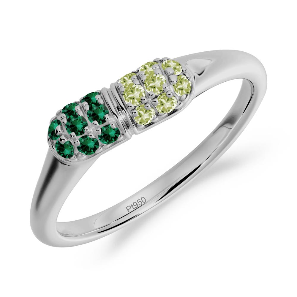 Capsule Inspired Cluster Peridot and Emerald Ring - LUO Jewelry #metal_platinum