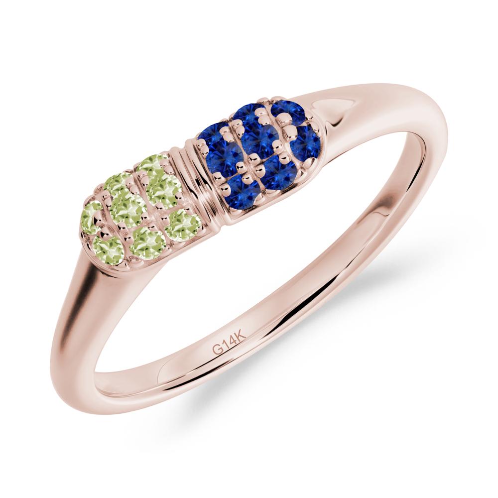 Capsule Inspired Cluster Peridot and Sapphire Ring - LUO Jewelry #metal_14k rose gold