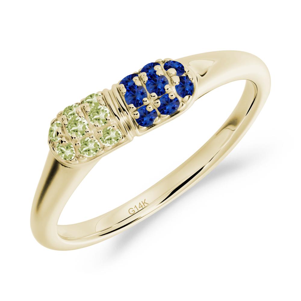 Capsule Inspired Cluster Peridot and Sapphire Ring - LUO Jewelry #metal_14k yellow gold