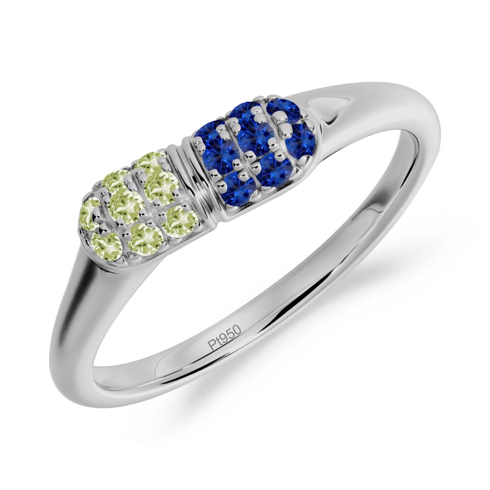 Capsule Inspired Cluster Peridot and Sapphire Ring - LUO Jewelry #metal_platinum