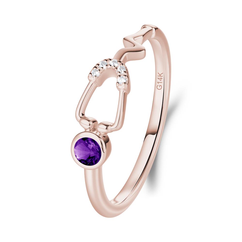 Round Amethyst Stethoscope Ring - LUO Jewelry #metal_14k rose gold