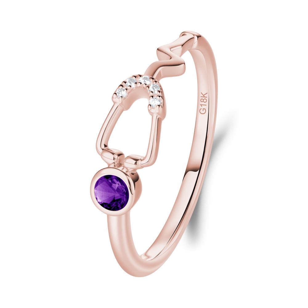 Round Amethyst Stethoscope Ring - LUO Jewelry #metal_18k rose gold