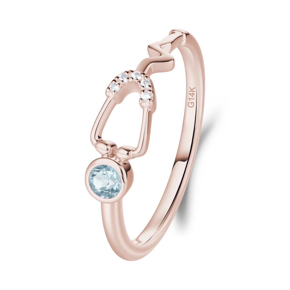 Stethoscope Aquamarine Ring for Nurses - LUO Jewelry #metal_14k rose gold